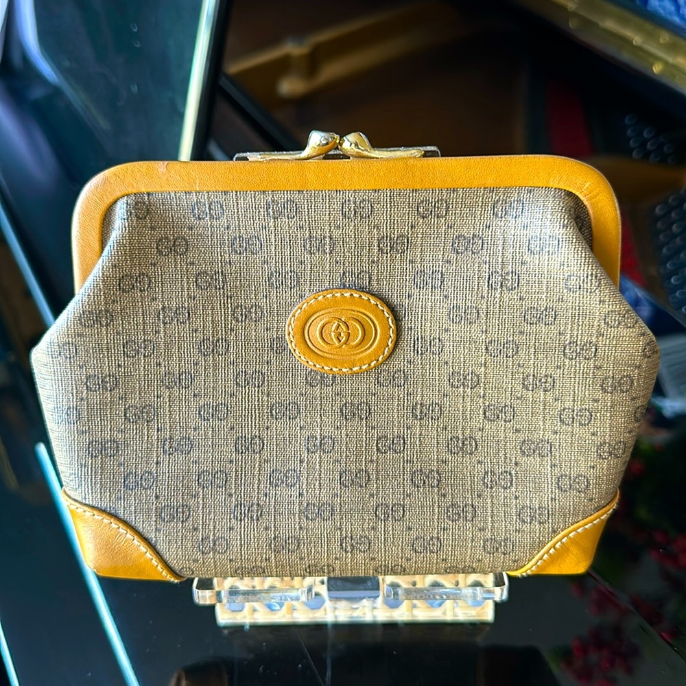 Gucci Vintage Kisslock Coated Canvas